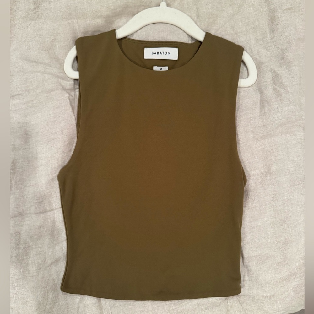 Babaton by Aritzia Olive Sleeveless Crewneck Tank